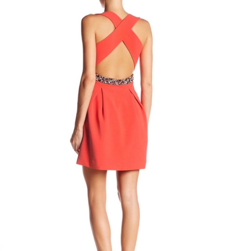 Rachel Roy Cross Back Jewed Fit & Flare Dress BLACK